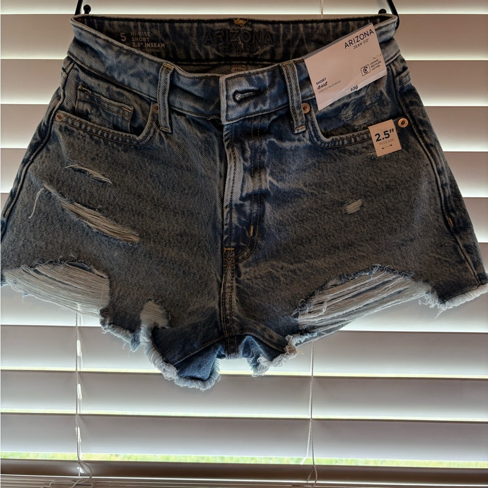 Arizona Jean Company Women's Ripped Jean Shorts - Light Blue